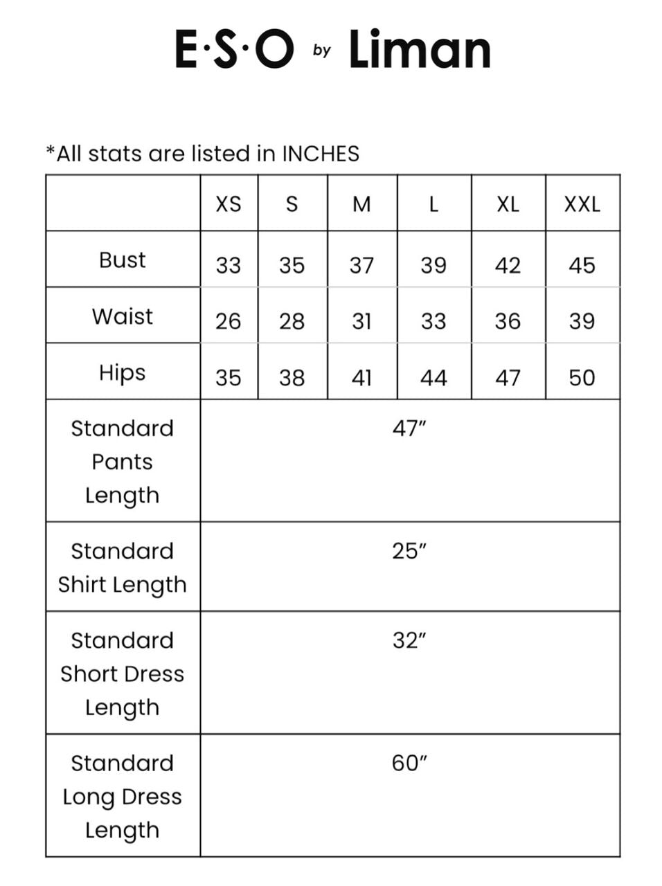 Size chart